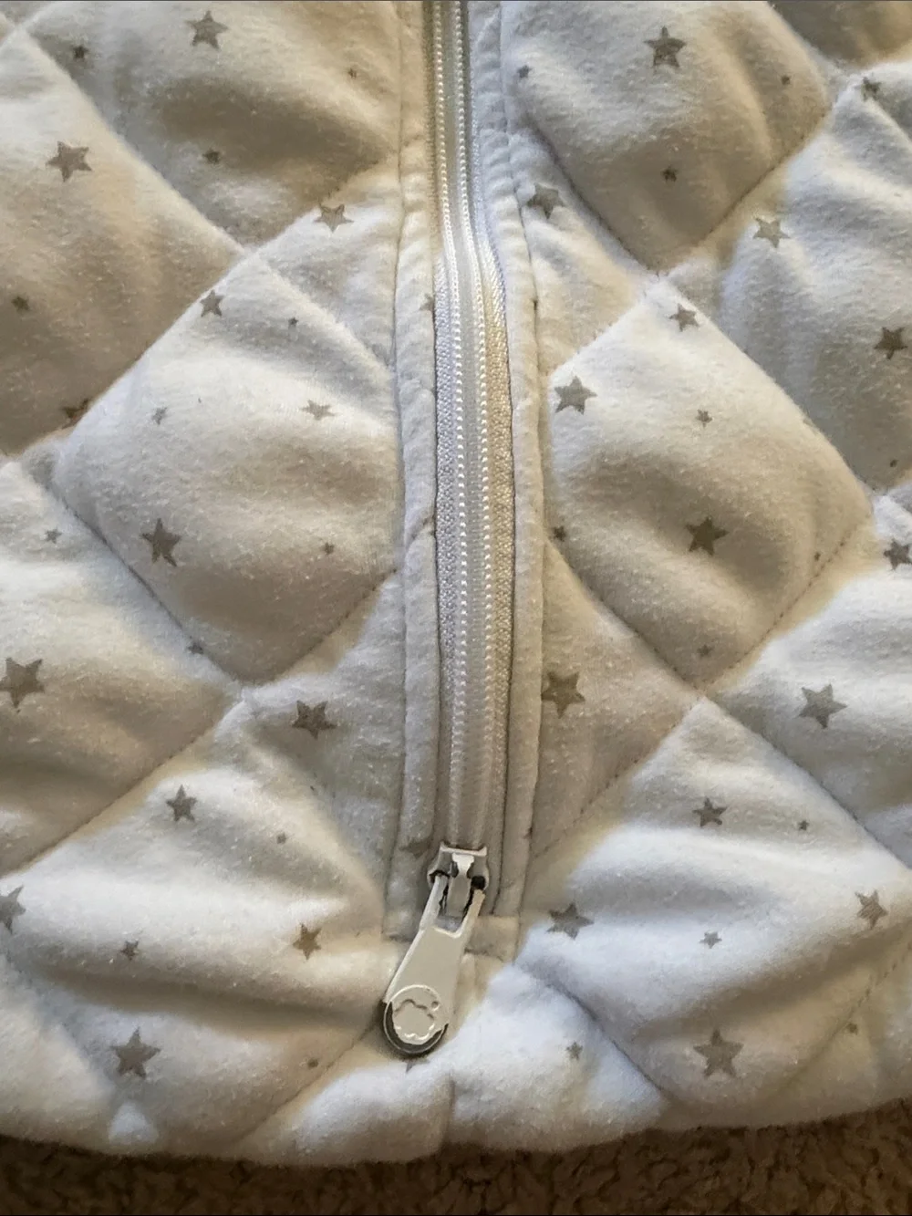 Quilted Star Sleep Sack - Cream with Silver Stars